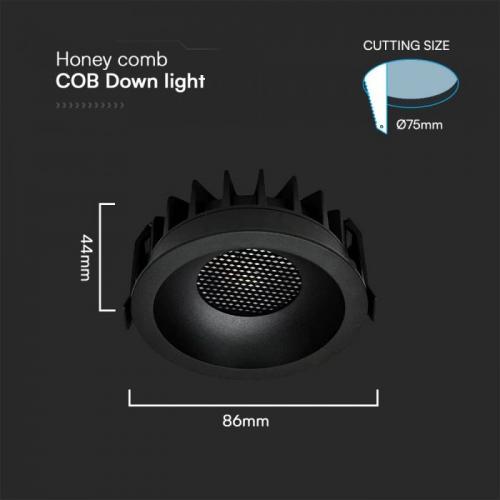V-TAC - 12W LED Луна Bridgelux със смяна на цветната топлина  Черен Ринг + Черна Основа SKU: 23671