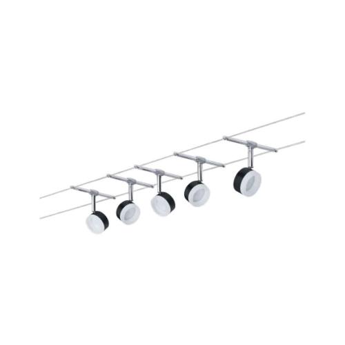 PAULMANN - Въжена осветителна система (комплект) 94457  CorDuo LED cable system ClearLED basic set✴5x150lm⚡5x4W⚡2700K~230/12V✴Черен/Хром