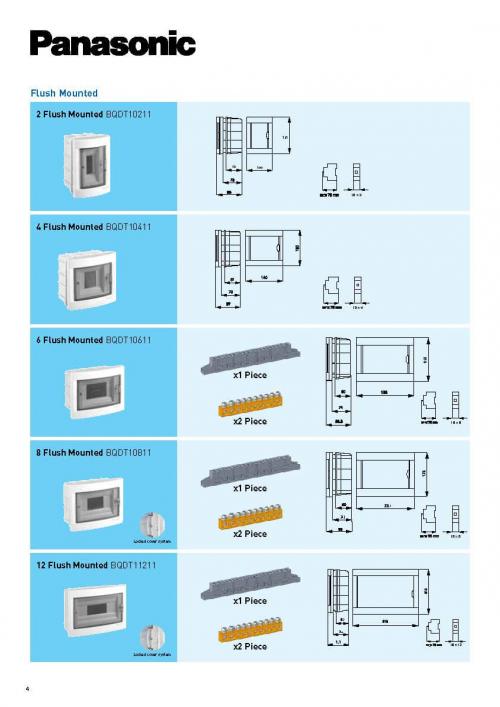 PANASONIC - 2 Gang Flush Mounted Distribution Box transparent door BQDT10211