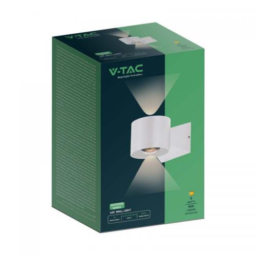 V-TAC - 6W LED Wall Light 4000K White Body IP65 SKU: 10444