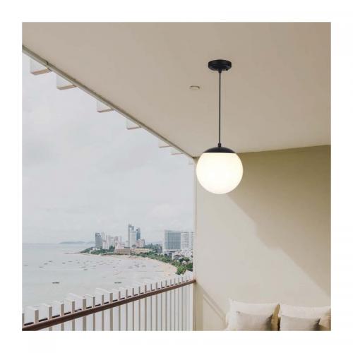V-TAC - Ceiling Hanging Lamp 1xE27 Matt Black Opal Plastic C Ball SKU: 11825