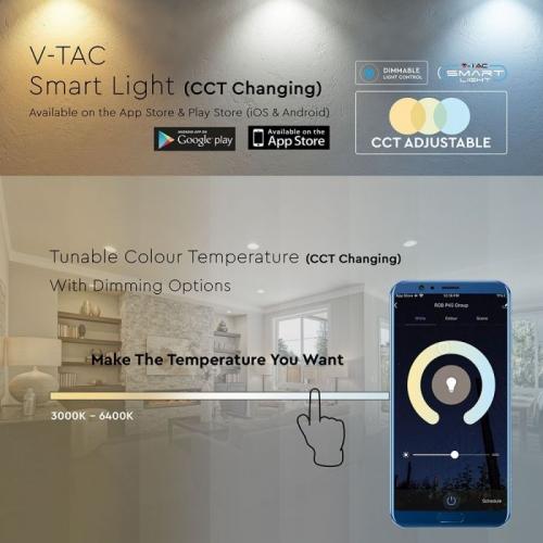 V-TAC - LED Крушка 4.5W GU10 Пластик SMART RGB + Топла и Студена Светлина SKU: 2750