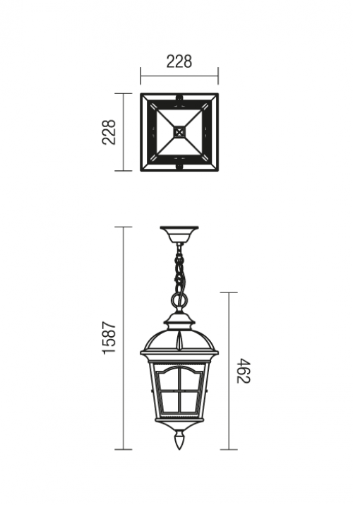 REDO GROUP - Пендел YORK 9649 SU E27 1X70W IP44 BR 