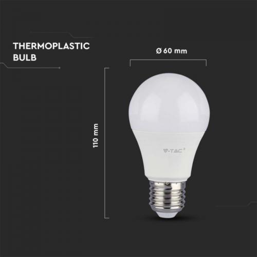 V-TAC - 10.5W A60 LED Plastic Bulb SAMSUNG Chip 3000K E27 SKU: 21177