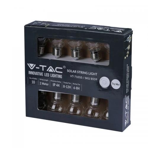 V-TAC - LED Solar String Light 10 Bulbs 3000K SKU: 8559