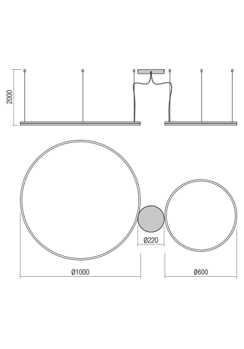 REDO GROUP - Пендел ORBIT 01-1720 SU LED 72W 3000K D1000+600 MAT WHITE