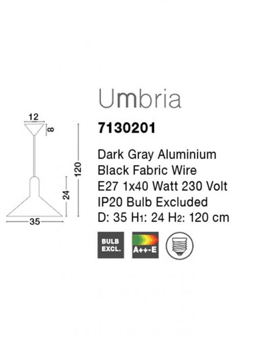 NOVA LUCE - pendant luminaire  UMBRIA 7130201  E27 1x40W IP20 Bulb Excluded  D: 35 H1: 24 H2: 120 cm
