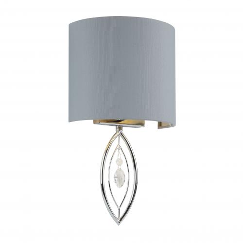 SEARCHLIGHT -  9137CC  Wall  Crown Wall Light -chrome With Grey Shade And Crystal Drop 