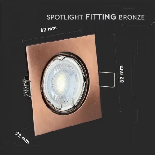 V-TAC - GU10 Fitting Square Movable Bronze SKU: 8582