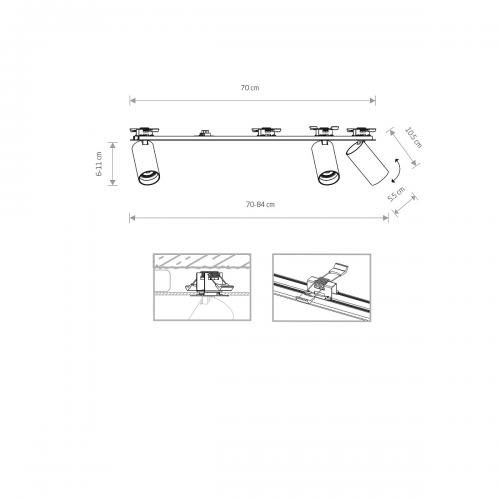 NOWODVORSKI - Шина за вграждане 7830 MONO SURFACE III WHITE • GU10 3X10W only LED • IP20