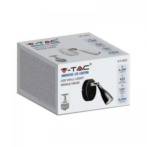 V-TAC - 4.5W LED Единична Спот Лампа 4000K Бяла С Ключ SKU: 218677