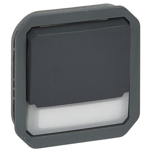LEGRAND - Button NO/NC with backlight 12V and lable mechanism color Anthracite IP55 Plexo New 69814L