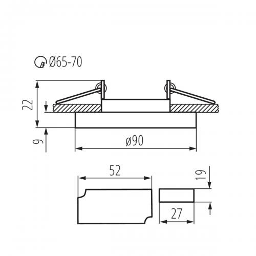 KANLUX - Ceiling-mounted spotlight fitting SOREN O-BL WW 20W GU10 20IP  24411 
