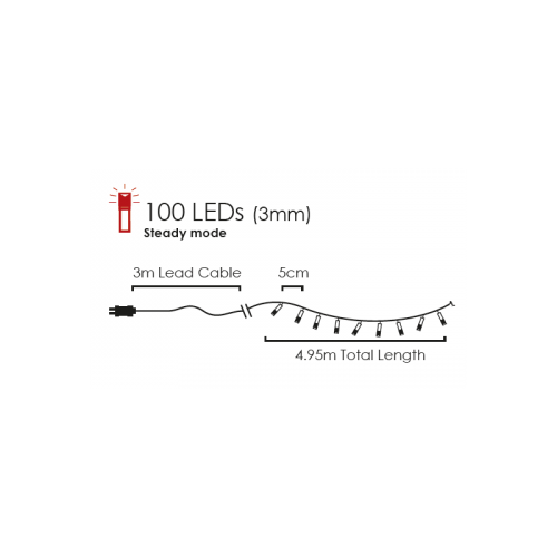 ACA LIGHTING - 100W44T8FG LED гирлянд студено бяла светлина 3.3W, 8 функции, външна употреба IP44
