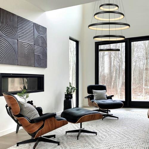 ACA LIGHTING - LED Пендел пет ринга Ø40 Ø60 Ø80 HARMONY LED 80W 6400Lm смяна на цветна температура 3000+4000+6000K черен HM23LEDP5BK