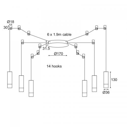 ACA LIGHTING - Полилей YL22C6BK