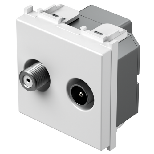 TEM - KM25MW Socket TV+SAT terminal 1db 2M, color White matt, Modul