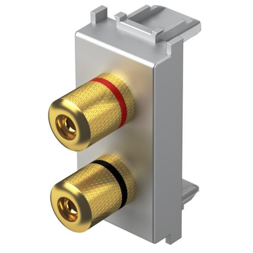 TEM - KM23ES Socket 2x Ø4mm speakers 1M, color Silver matt, Modul