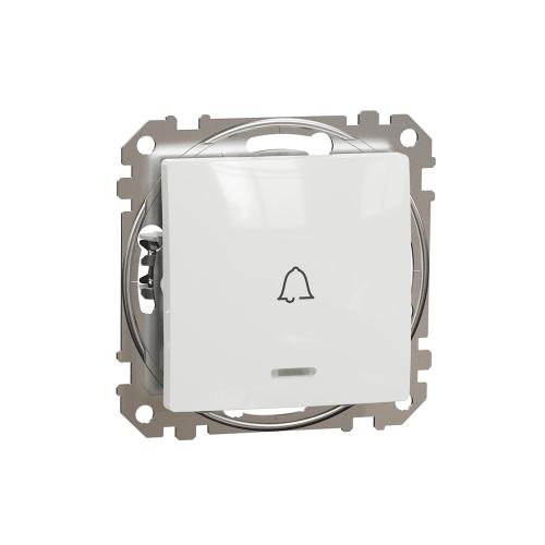 SCHNEIDER ELECTRIC - SDD111131L Sedna Design & Elements - 1pole push button with bell icon and blue indicator- 10AX 250V without frame white