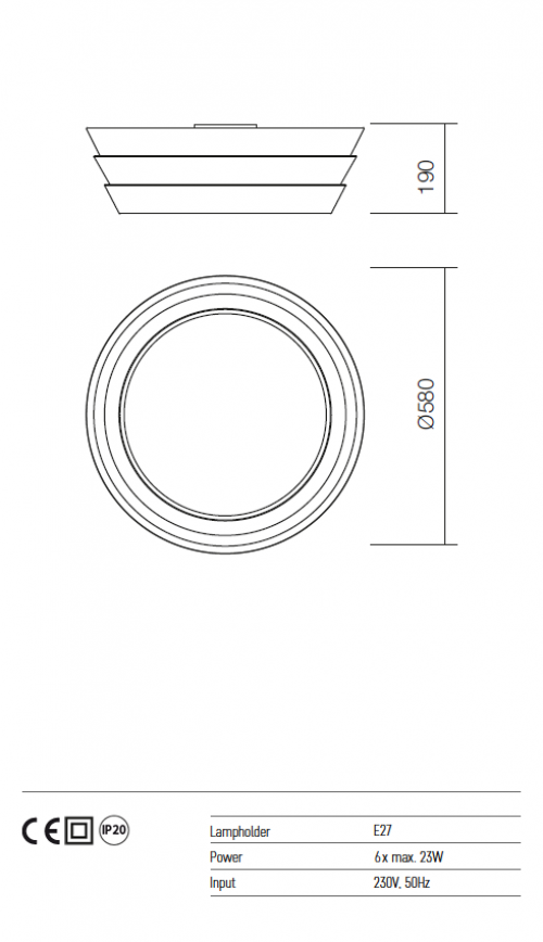 REDO GROUP - ceilling luminaire CALYPSO 01-926 PL 6x23W  E27
