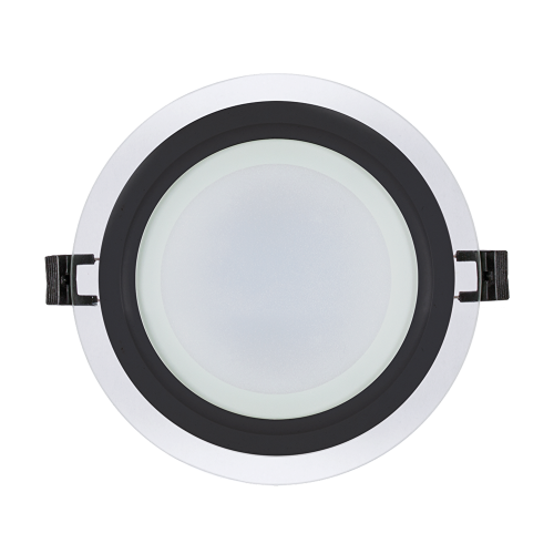 ULTRALUX - LPRG1242BL LED black glass panel for building-in round, 12W, 4200K, 220V AC, neutral light, IP44, SMD2835