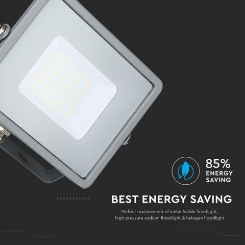 V-TAC - 30W LED Прожектор SAMSUNG Чип SMD Сиви Тяло 3000K SKU: 454