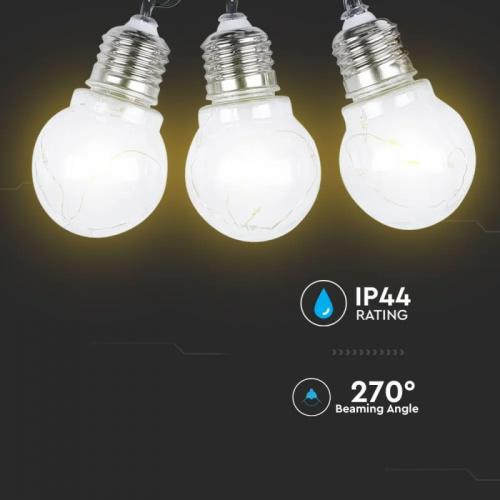 V-TAC - LED Solar String Light 10 Bulbs 3000K SKU: 8559