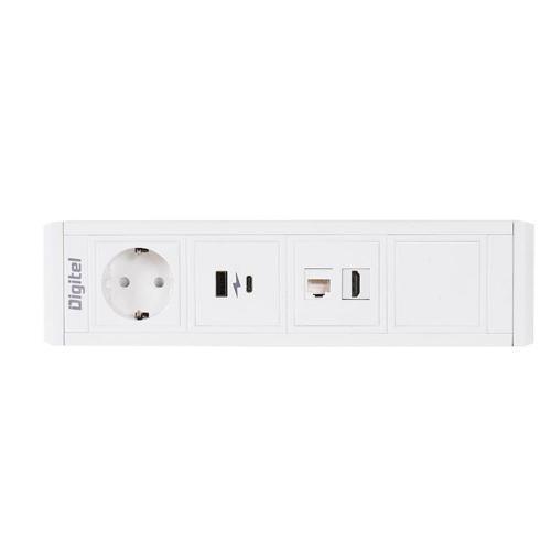 DIGITEL - Desk module Inox, Shuko, 3x socket 1х USBX2   UPD