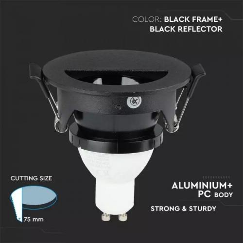 V-TAC - GU10 Fitting Half Round Black & Black SKU: 8608 VT-884