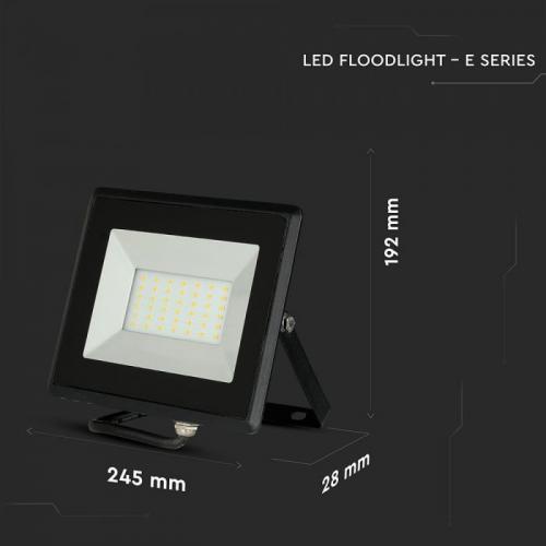 V-TAC - 50W LED Прожектор E-Series Черно Тяло студена светлина 6500K SKU: 5960