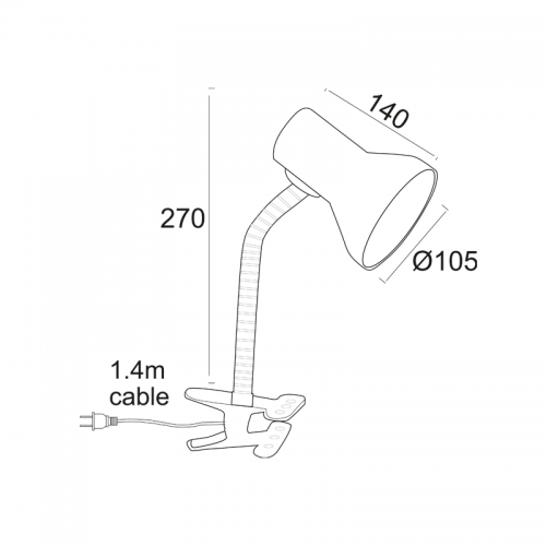 ACA LIGHTING - настолна лампа с щипка     SF021B DESK LAMP E27 1X40W BLACK NIPPER BASE PAVLOVA 
