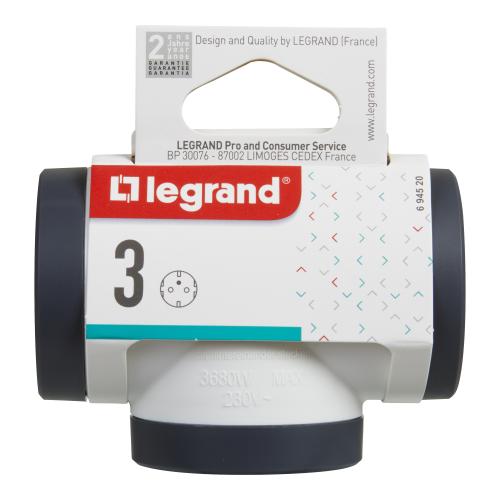LEGRAND - 694520 Адаптер за контакт 3х Шуко Т-образен бял Legrand