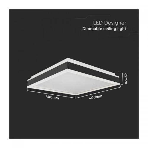 V-TAC - 38W LED Designer Ceiling Light Square Black 4000K 4000lm Dimmable SKU: 6914 