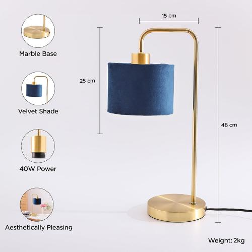 TNL - METAL & VELVET FABRIC TABLE LAMP TNL1008BL