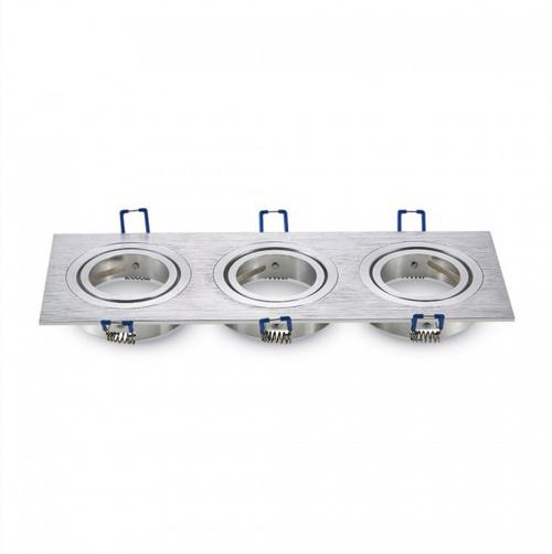 V-TAC - VT-784 3xGU10 FITTING SQUARE ALUMINUM BRUSH 3610