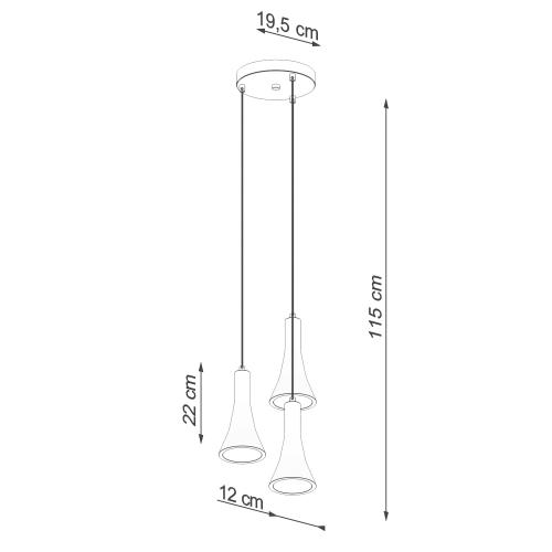 SOLLUX - Pendant lamp  SL.1226 REA 3P 3x12W 3xE14