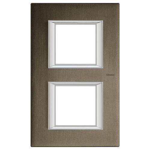 BTICINO - HA4802.2BR rectangular cover plate 2х2modules-brushed bronze -metal