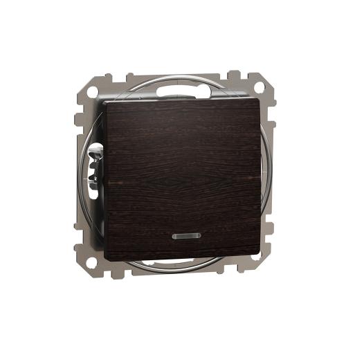 SCHNEIDER ELECTRIC - SDD181111L Sedna Design & Elements - 1pole push button with blue indicator - 10AX 250V without frame wenge