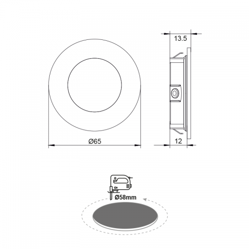 ACA LIGHTING - LED луна бяла ARED240RNM за вграждане 2W 4000K 160lm 230V AC 100° Ra80