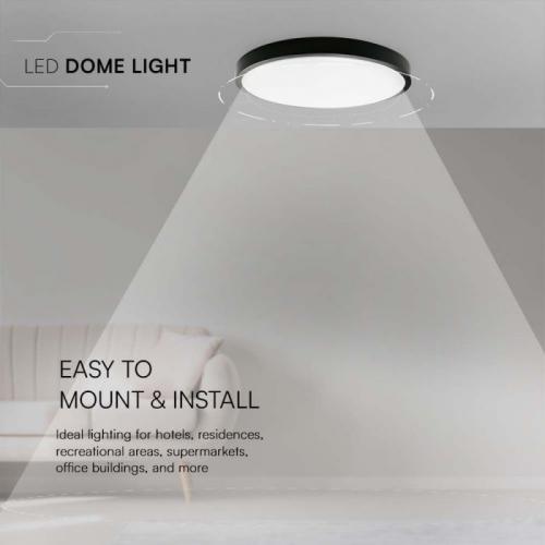 V-TAC - 36W LED Dome Light Round Black Frame 6400K IP44 SKU: 76411