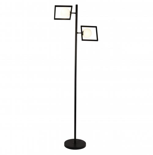 SEARCHLIGHT -  EU4832-2BK Rosewell 2lt Floor Lamp, Matt Black And Opal 