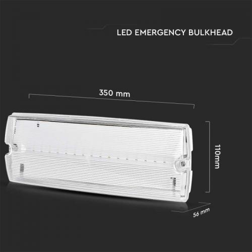 V-TAC - 3W LED Emergency Light With Self Test Button 6400K SKU: 7687