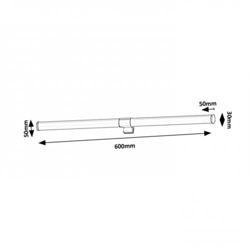RABALUX - Влагозащитен аплик Н:5 W:60cm.  75044  ZAIN ⚡ LED 8W ⚡ 800lm ⚡ 4000К ⚡ IP44 ✴ Черен/Бял