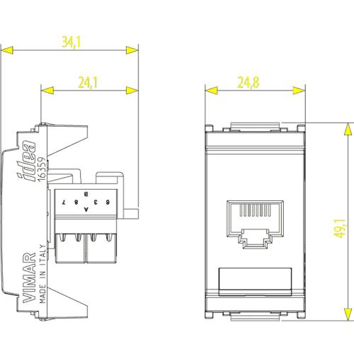 VIMAR - 16359.4 - RJ45 Cat5e Netsafe UTP 110 outlet grey