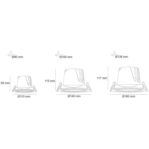 POLARIS LIGHTING - LED DOWNLIGHT TORPEDO AJ Ø140/H115mm 20W 3000K 2000lm 30° White 1046-20