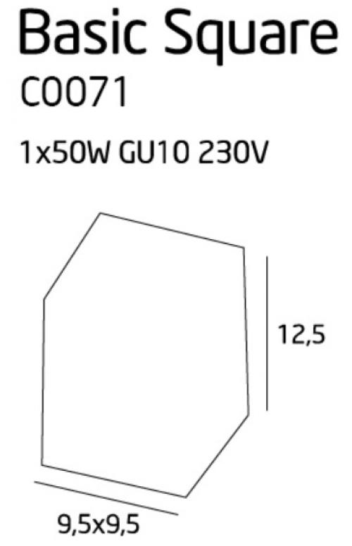 MAXLIGHT - Спот Basic Square Black C0071 ,  1 x 50W GU10 230V