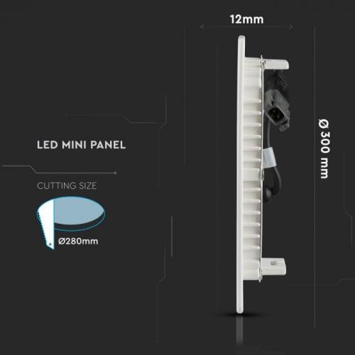 V-TAC - 24W LED Panel Premium SAMSUNG Chip Round 3000K SKU: 724