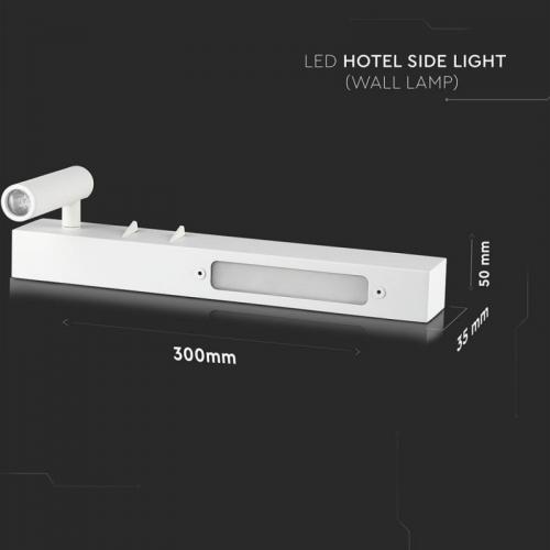 V-TAC - 3W+6W LED HOTEL SIDE LIGHT(WALL LAMP) COLORCODE:3000K-WHITE SKU 211488 VT-2953-N