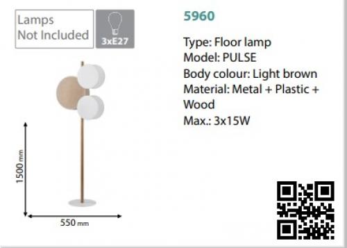TKLighting - ЛАМПИОН PULSE 3XE27 БЯЛ/КАФЯВ 3x15W 5960