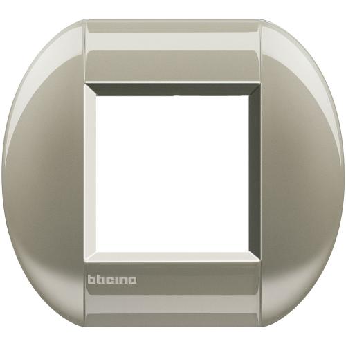 BTICINO - LNB4802TC Round cover plate 2 modules - titanium polished 